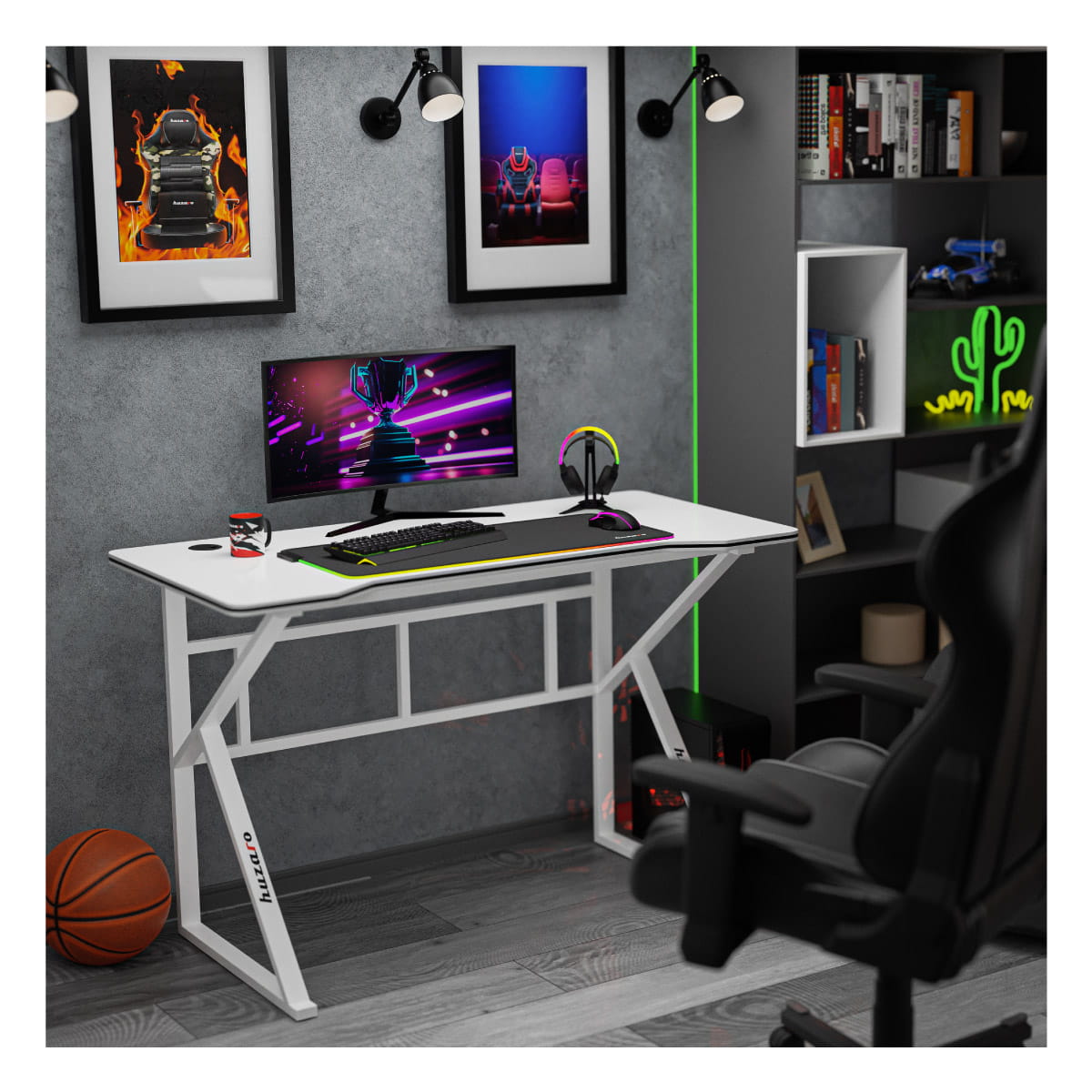 Huzaro Hero 1.6 White 120 cm-es gamer íróasztal