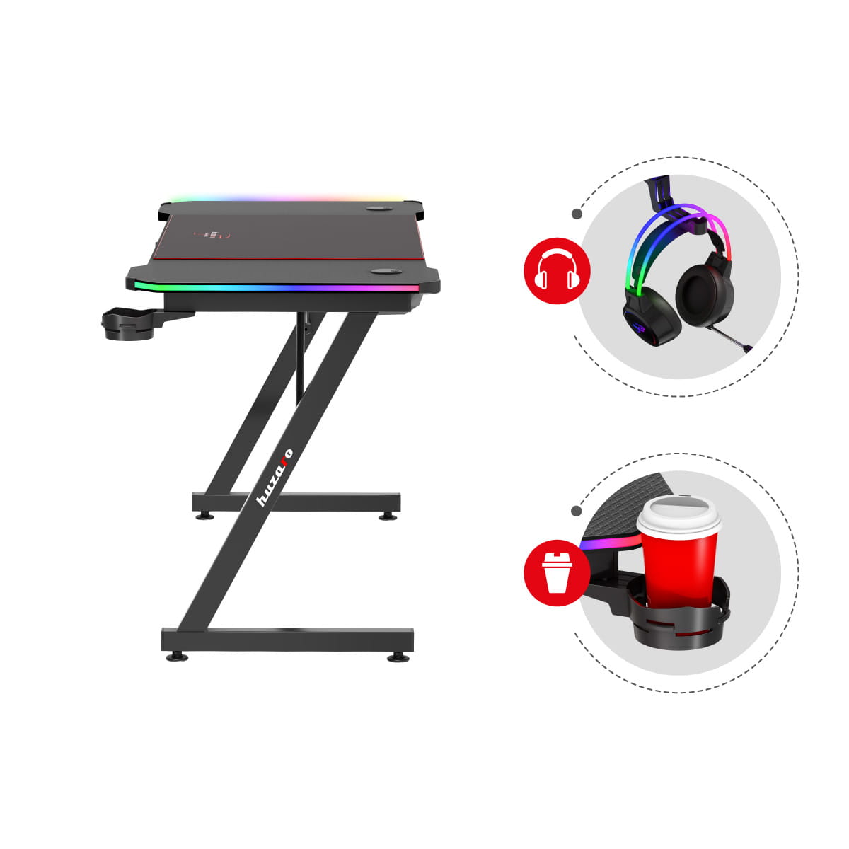 Гейминг бюро Huzaro Hero 4.8 RGB 160 см