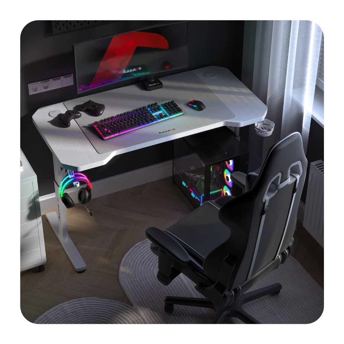 Гейминг бюро Huzaro Hero 2.6 White 120 см