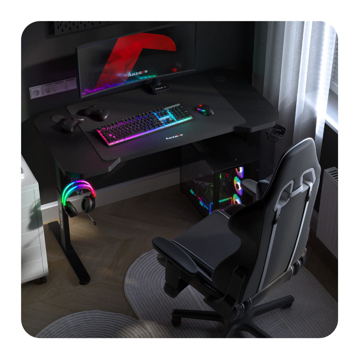 Huzaro Hero 2.6 Black 120 cm-es gamer íróasztal