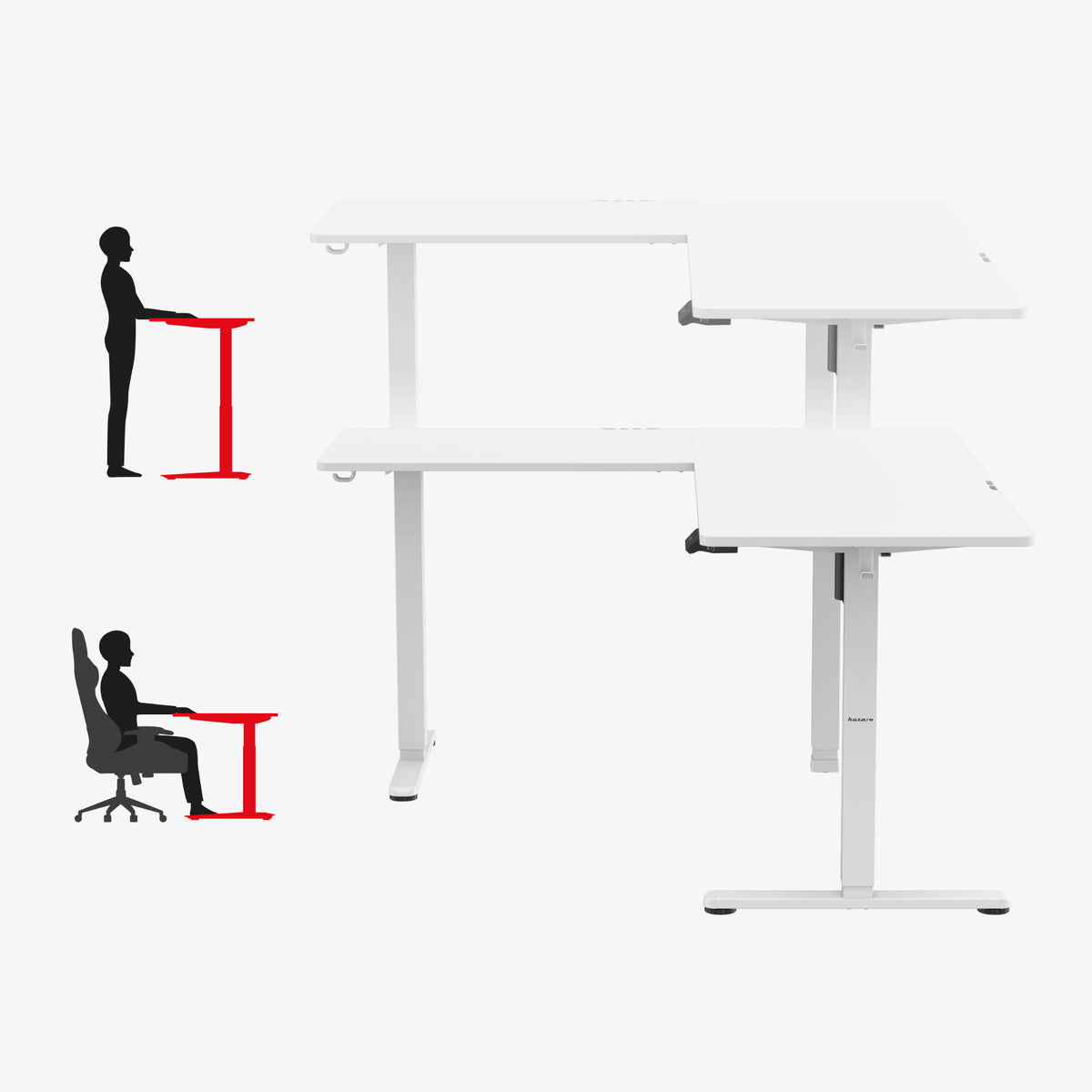 Електрическо ъглово бюро Huzaro Hero 9.5 White 160 см