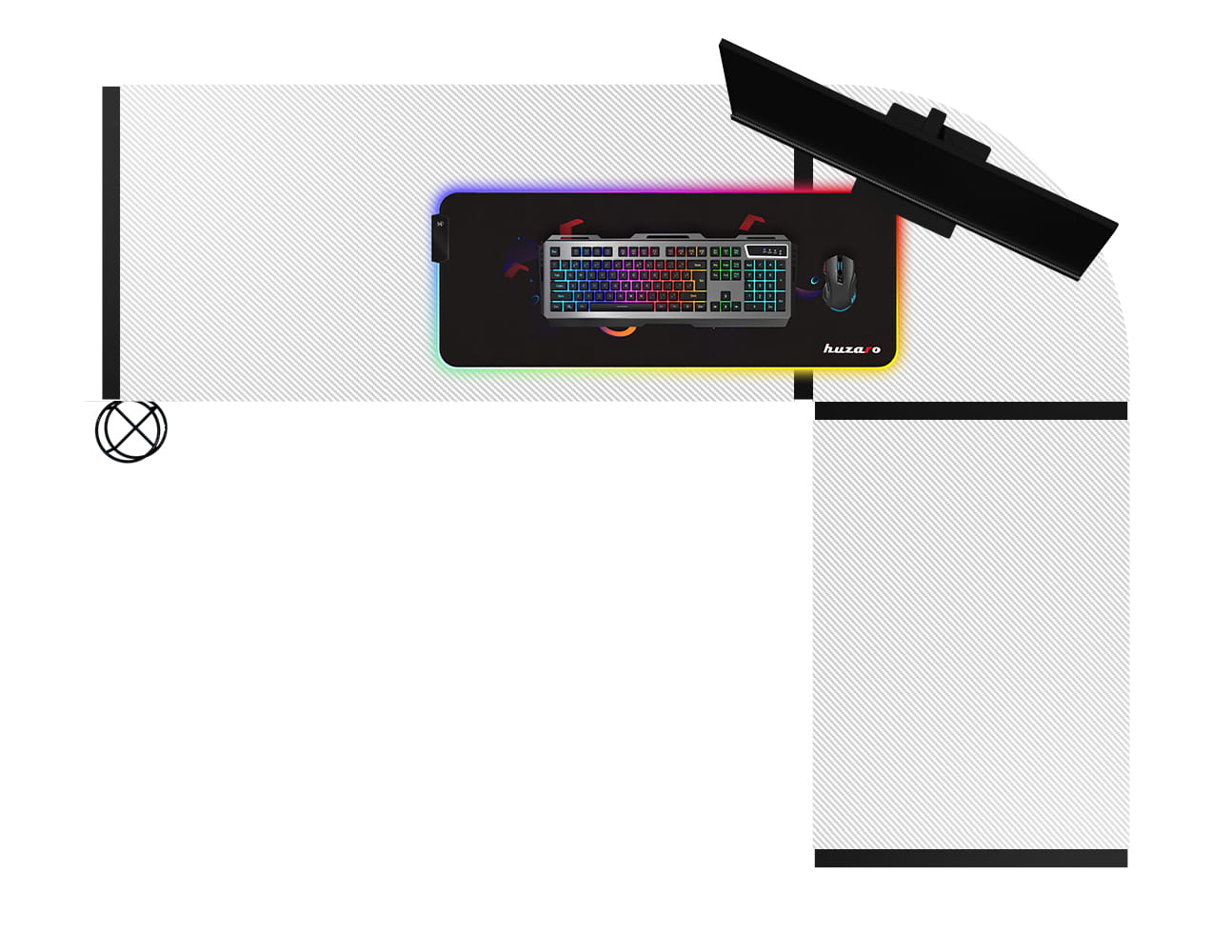 Biurko Gamingowe HUZARO HERO 6.0 White RGB Smart 147 cm