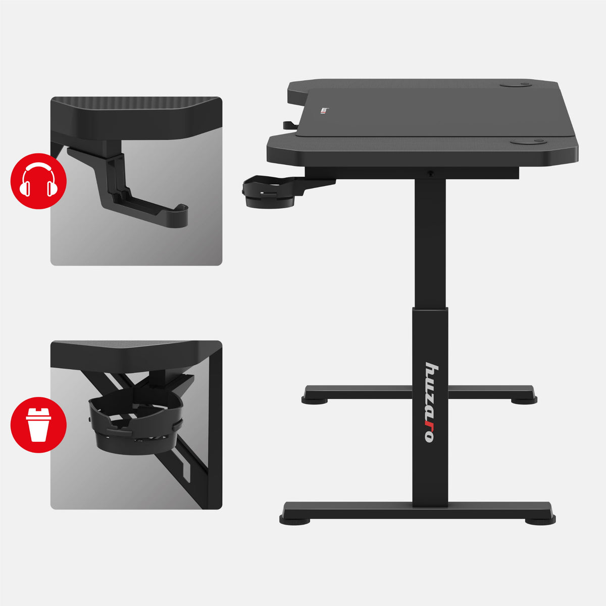 Huzaro Hero 2.6 Black 120 cm-es gamer íróasztal
