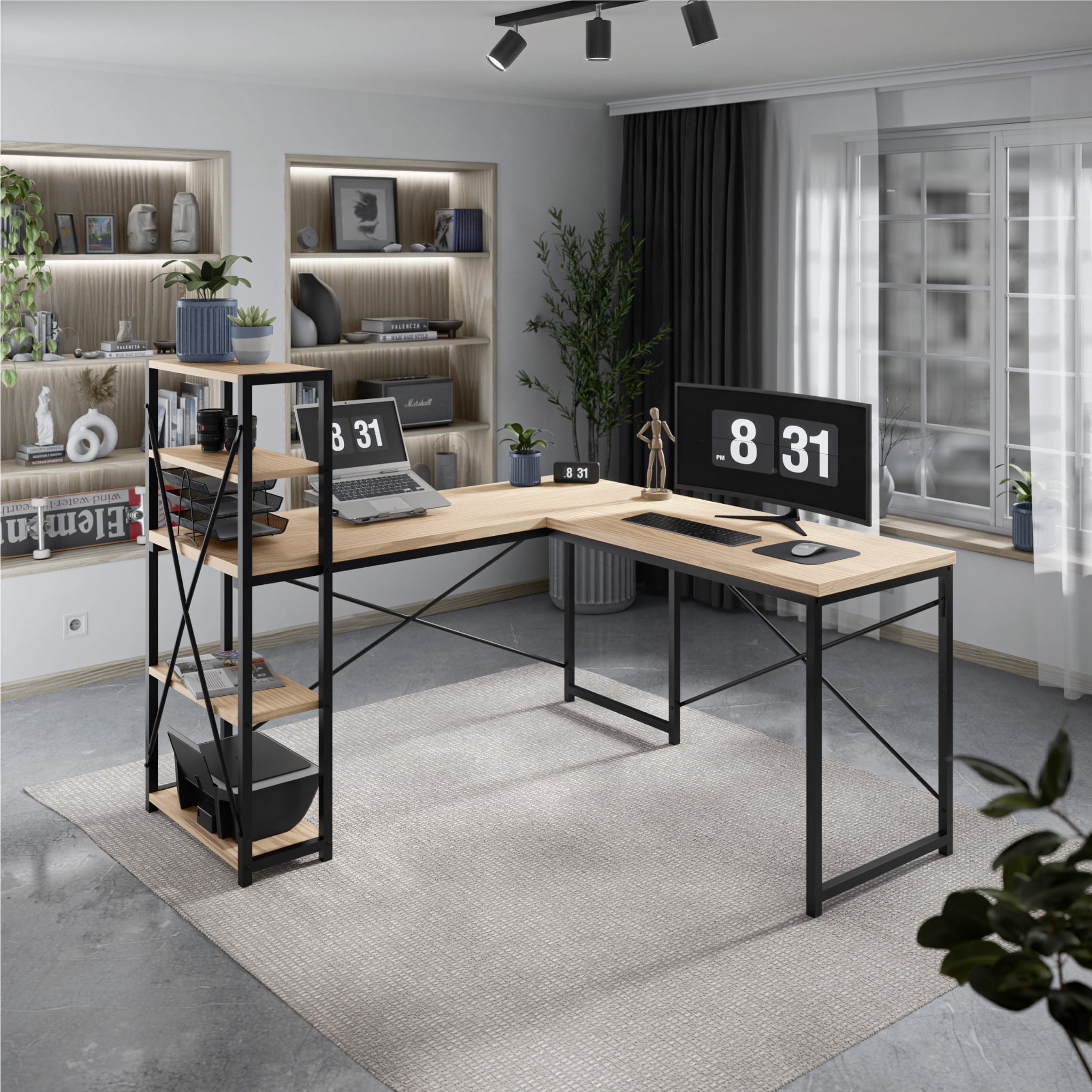 Biurko narożne z półkami Mark Adler Leader 5.9 Craft 145 cm