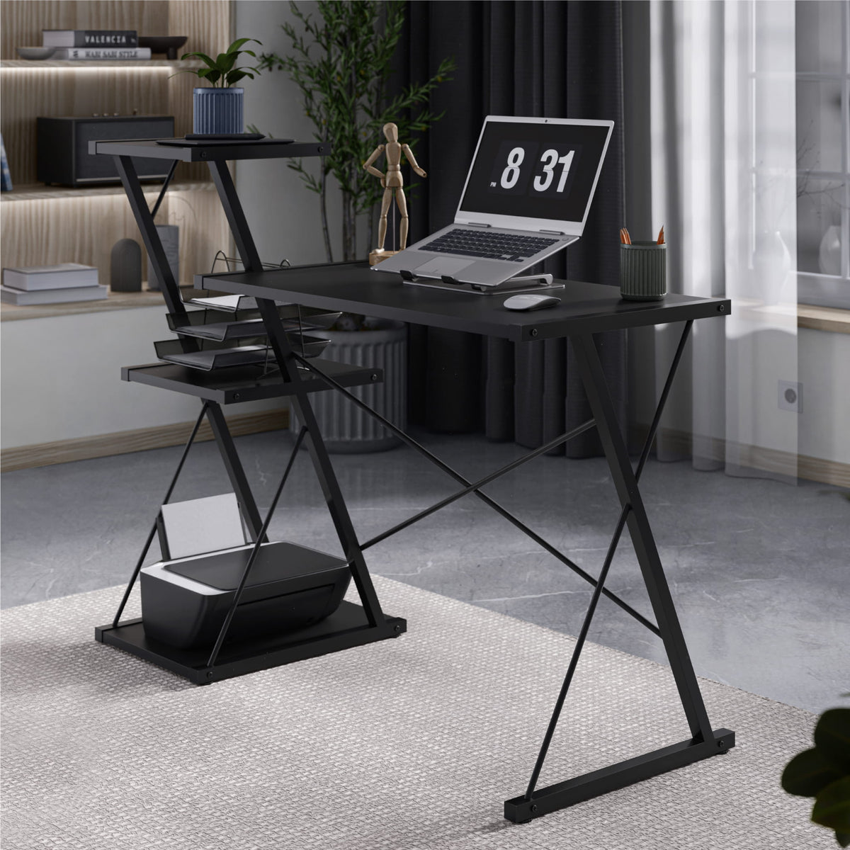 Работно бюро с рафтове Mark Adler Leader 3.5 Black 116 см