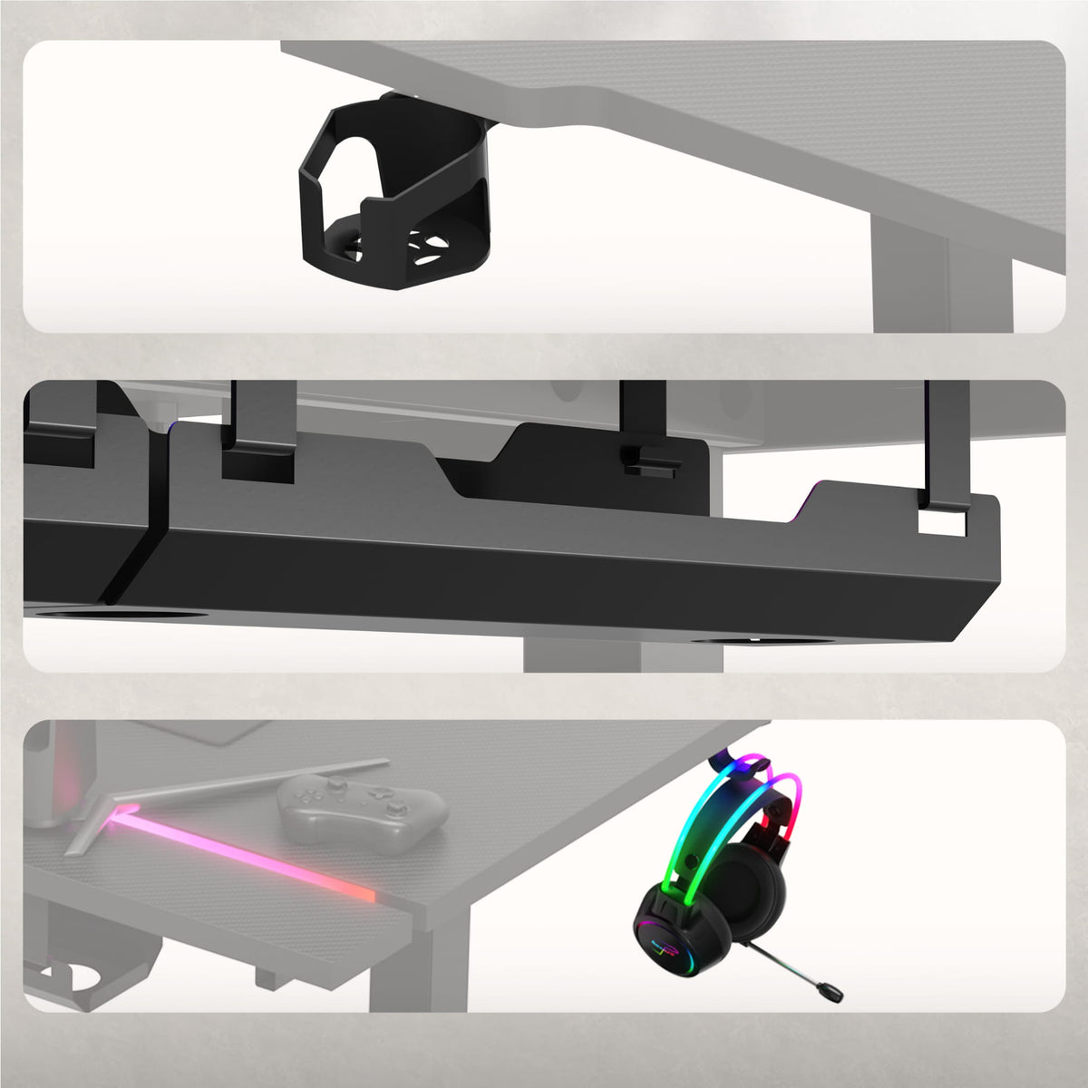 Huzaro Hero 8.7 RGB LED elektromos íróasztal, 140 cm