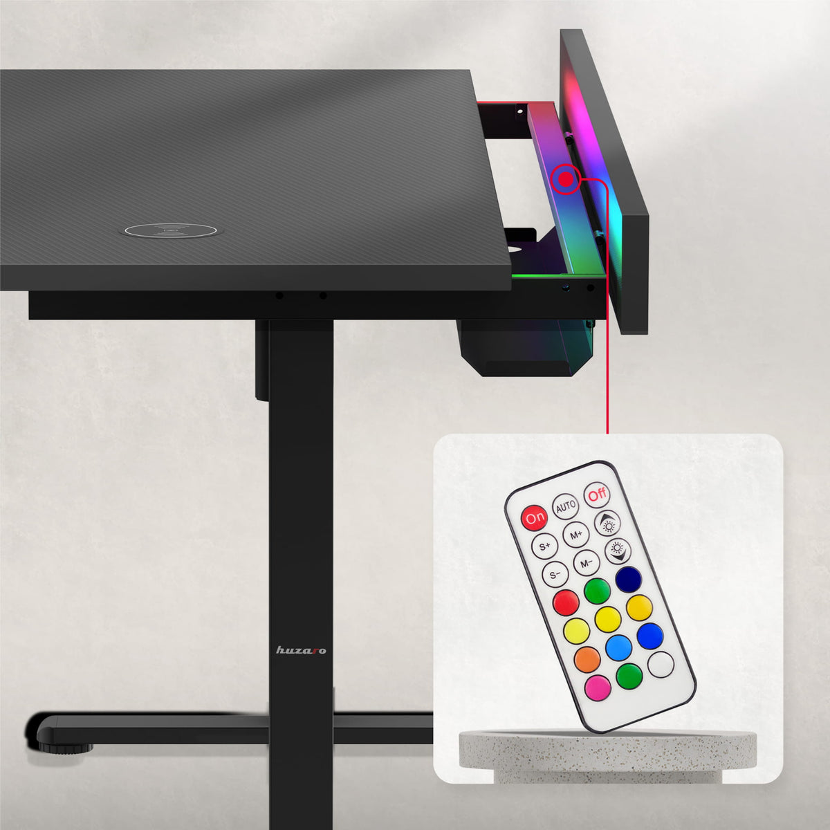 Huzaro Hero 8.7 RGB LED elektromos íróasztal, 140 cm