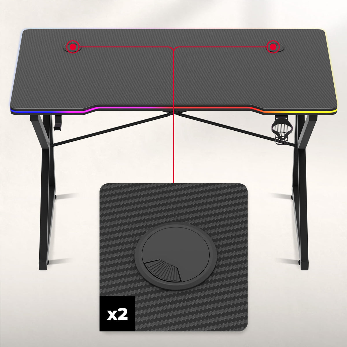 Гейминг бюро Huzaro Hero 1.7 RGB Black 120 см