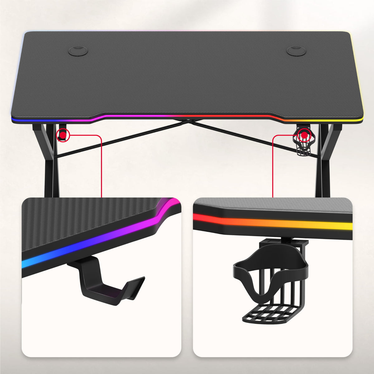 Гейминг бюро Huzaro Hero 1.7 RGB Black 120 см