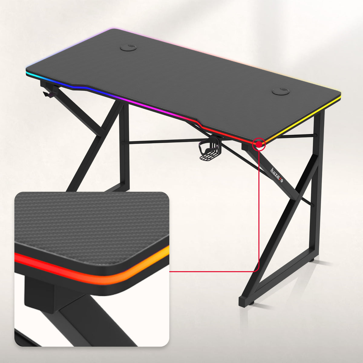 Гейминг бюро Huzaro Hero 1.7 RGB Black 120 см