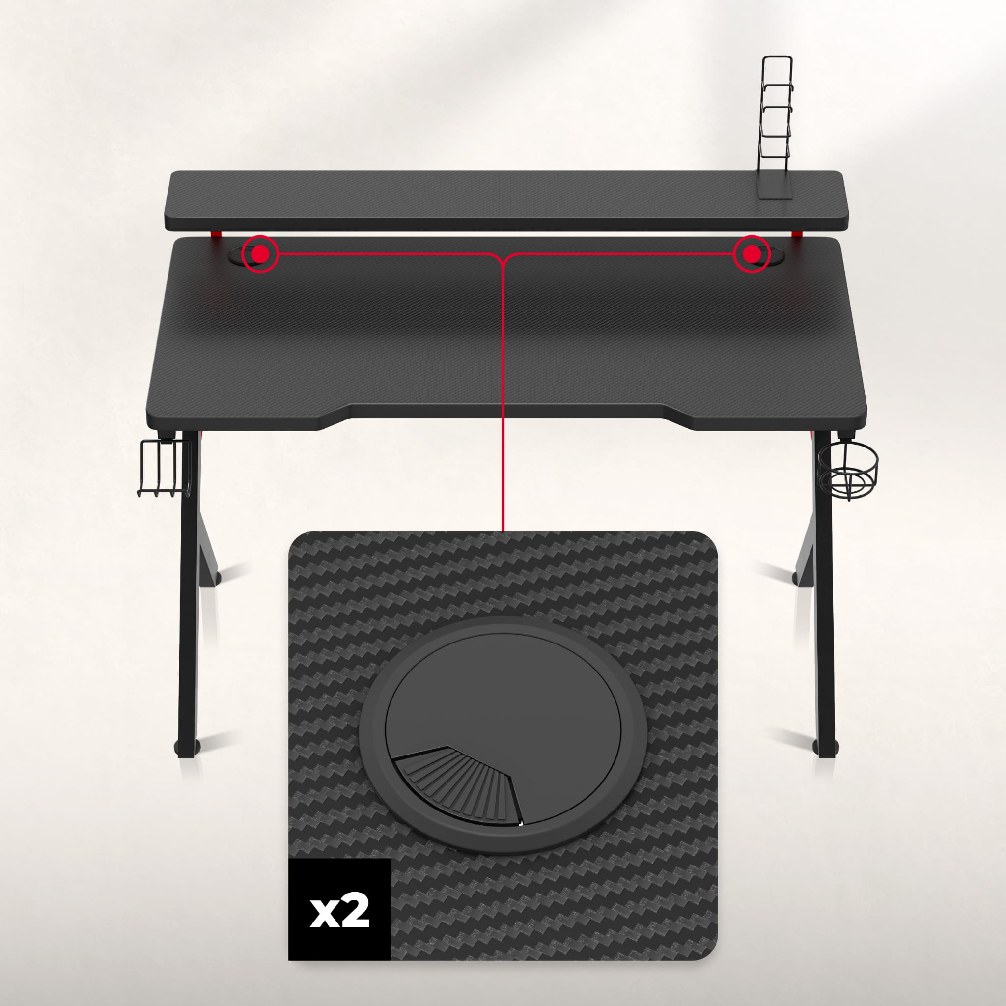 Biurko Gamingowe Huzaro Hero 5.0 Red 120 cm