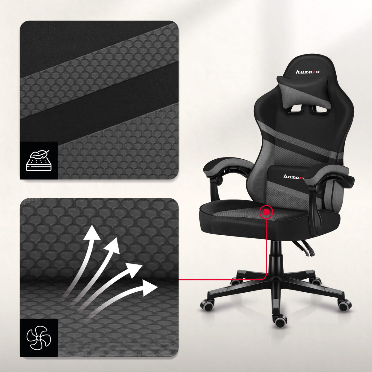HUZARO FORCE 4.4 szürke hálós gamer szék