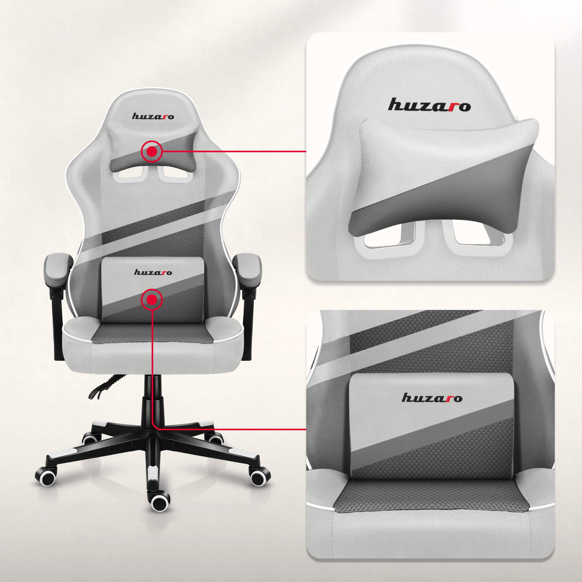 Гейминг стол HUZARO FORCE 4.4 White Mesh