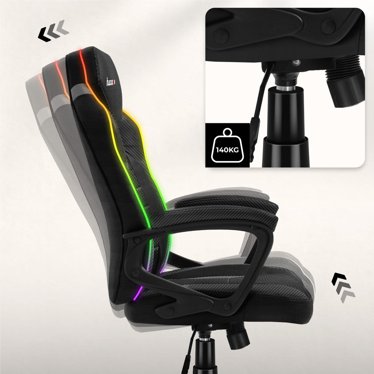 Гейминг стол Huzaro Force 2.5 RGB Carbon Mesh