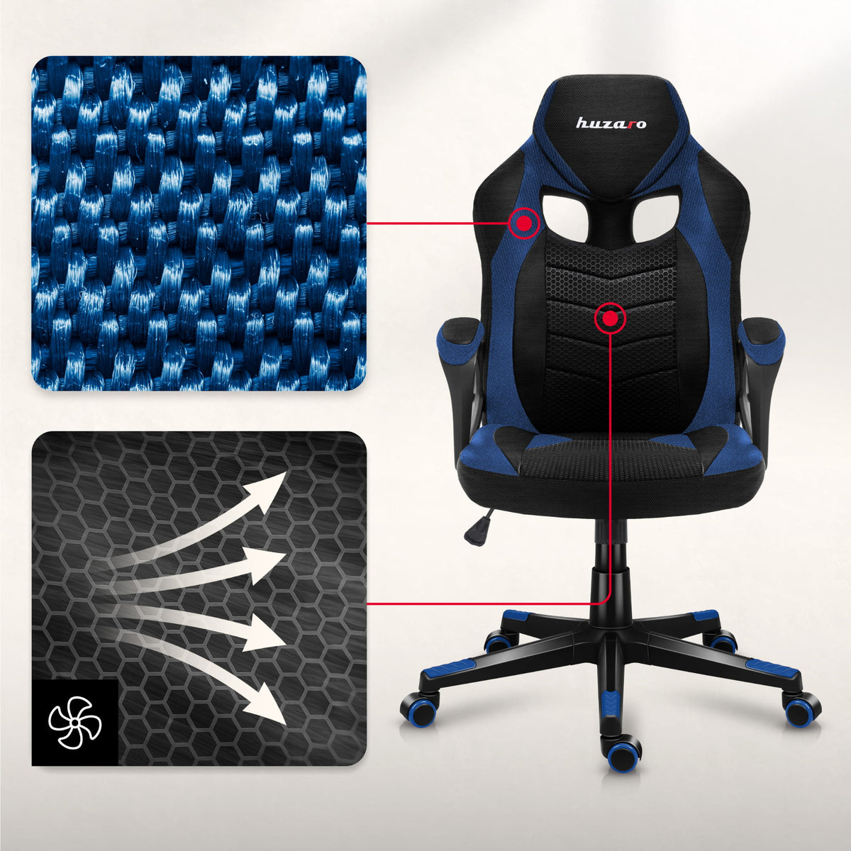 Гейминг стол HUZARO FORCE 2.5 Blue Mesh