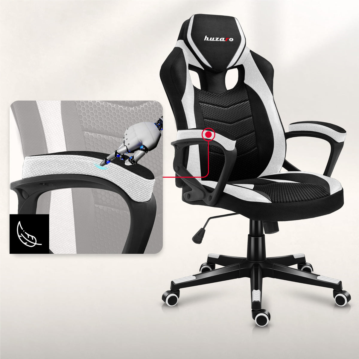 Гейминг стол Huzaro Force 2.5 White Mesh