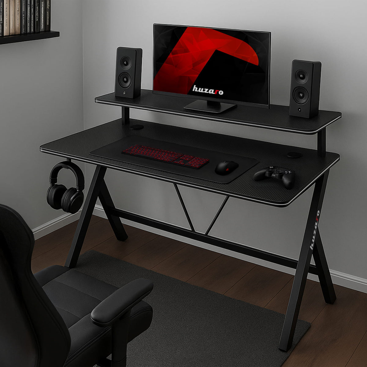 120 cm-es Huzaro Hero 1.9 Black gamer íróasztal