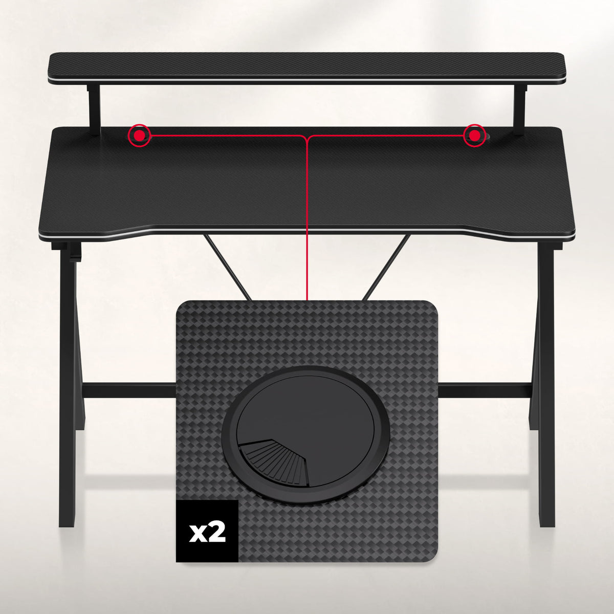 120 cm-es Huzaro Hero 1.9 Black gamer íróasztal