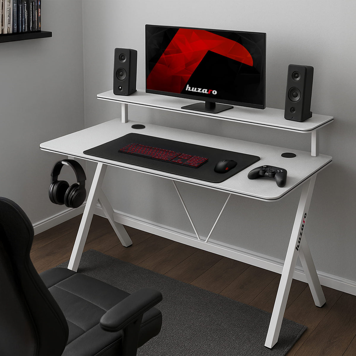 120 cm-es Huzaro Hero 1.9 White gamer íróasztal