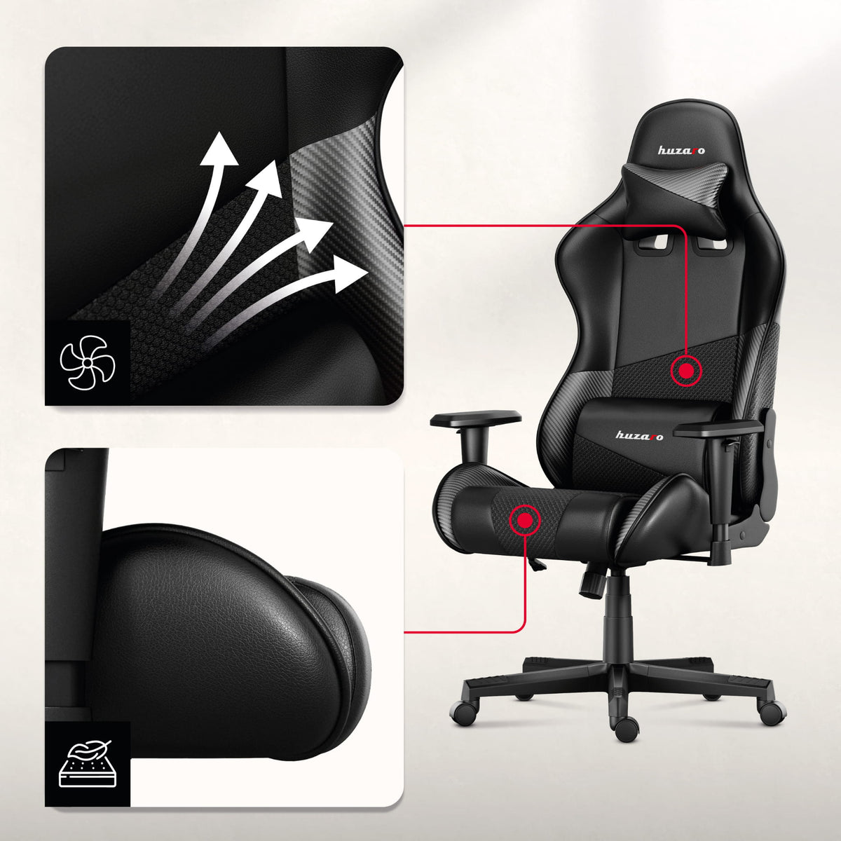 Гейминг стол HUZARO FORCE 6.2 Carbon