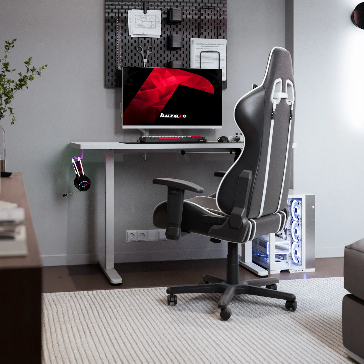 Електрическо геймърско бюро Huzaro Hero 8.1 White 120 см
