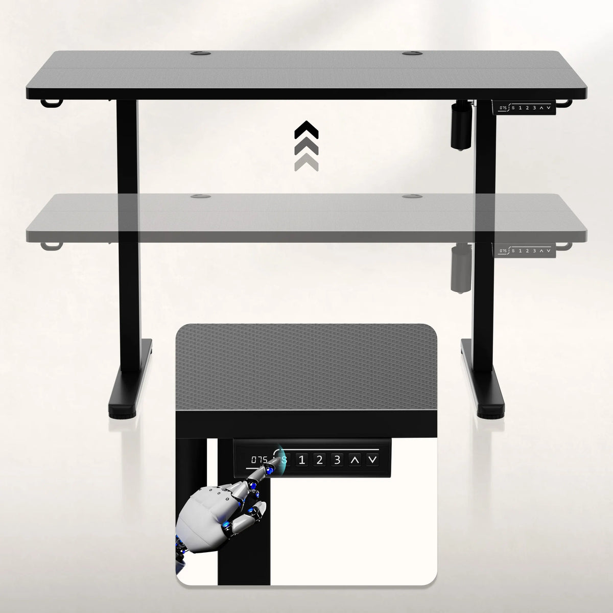 Huzaro Hero 8.1 Black 120 cm-es elektromos gamer íróasztal