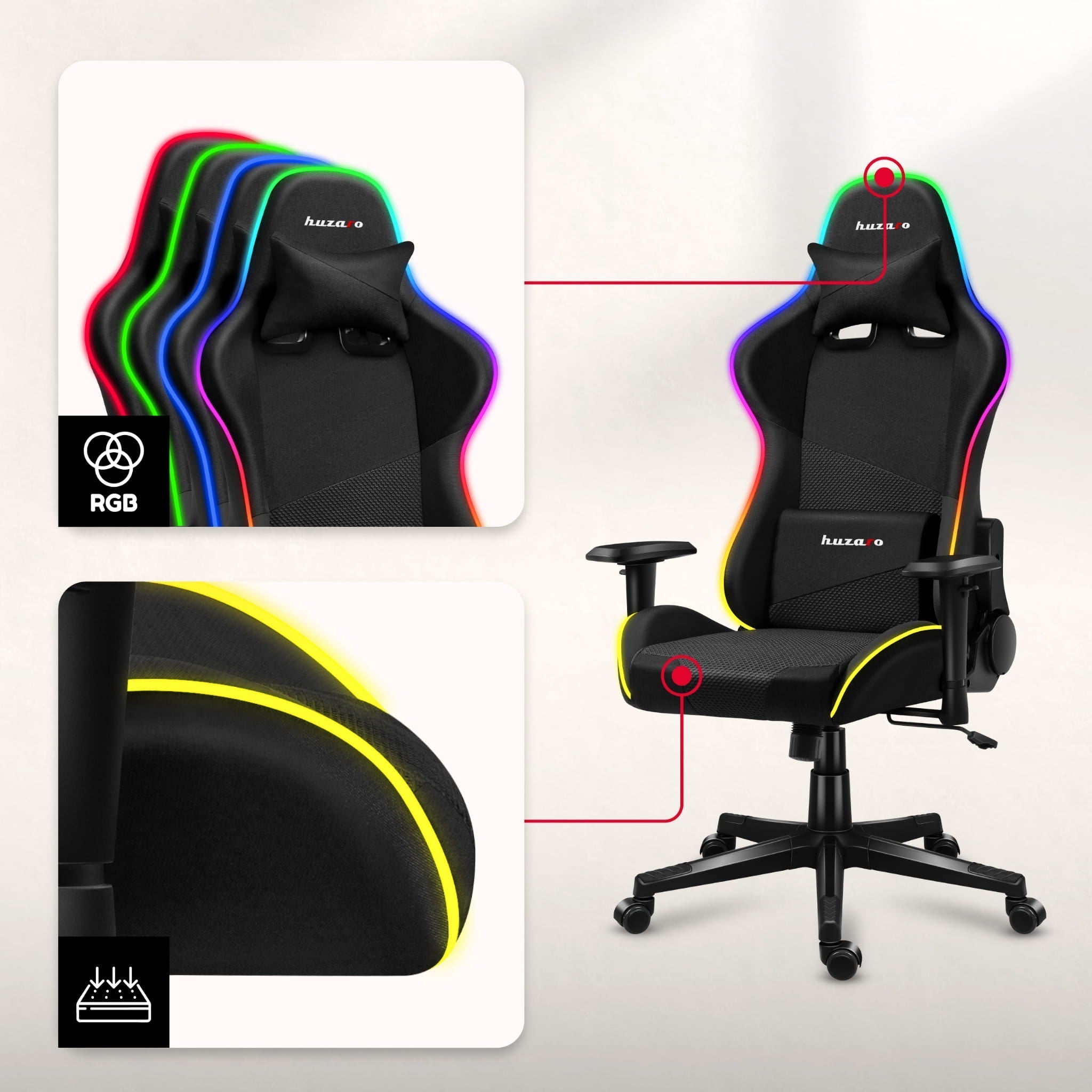 Fotel Gamingowy Huzaro FORCE 6.3 RGB MESH