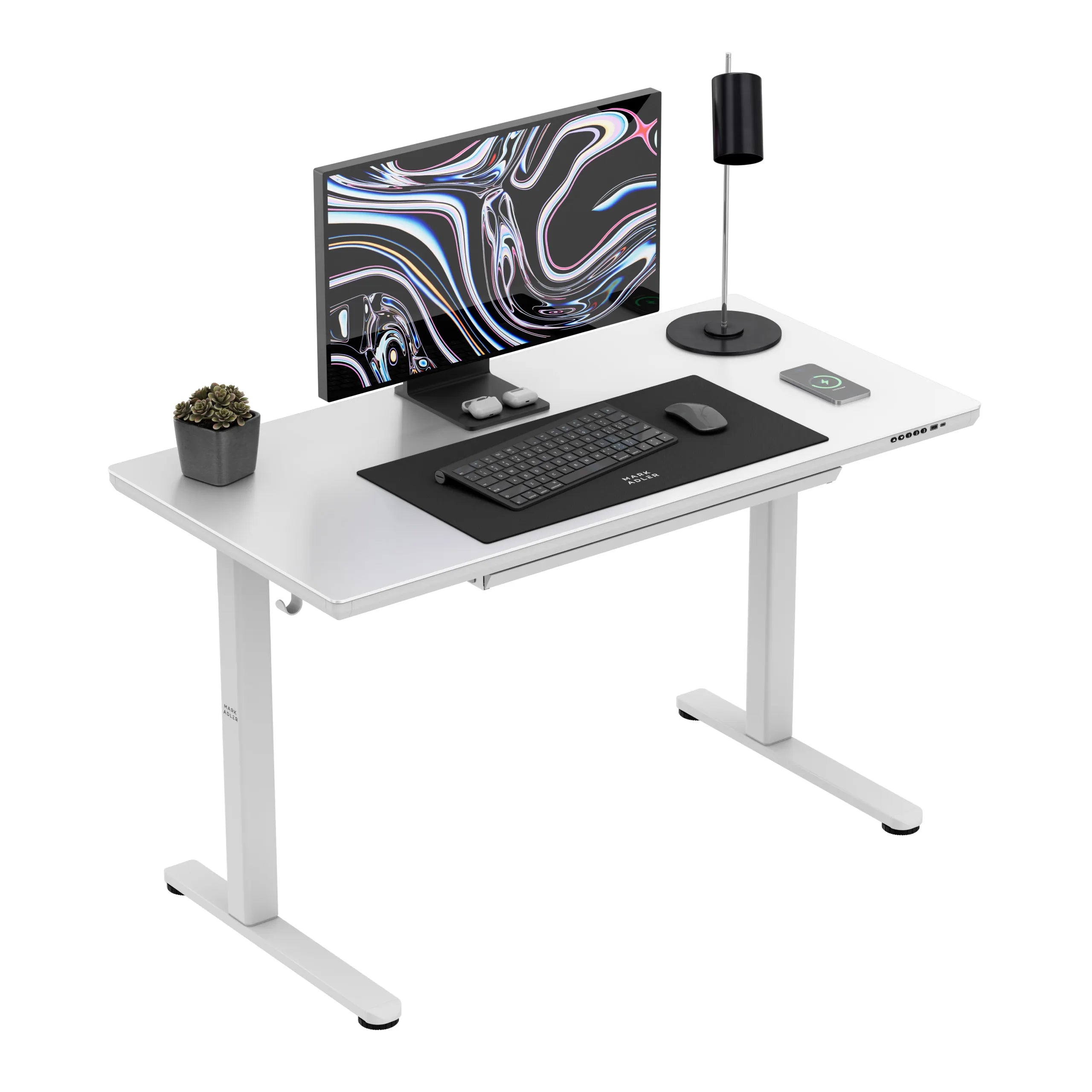 Biurko elektryczne ze szklanym blatem Mark Adler Leader 8.5 White