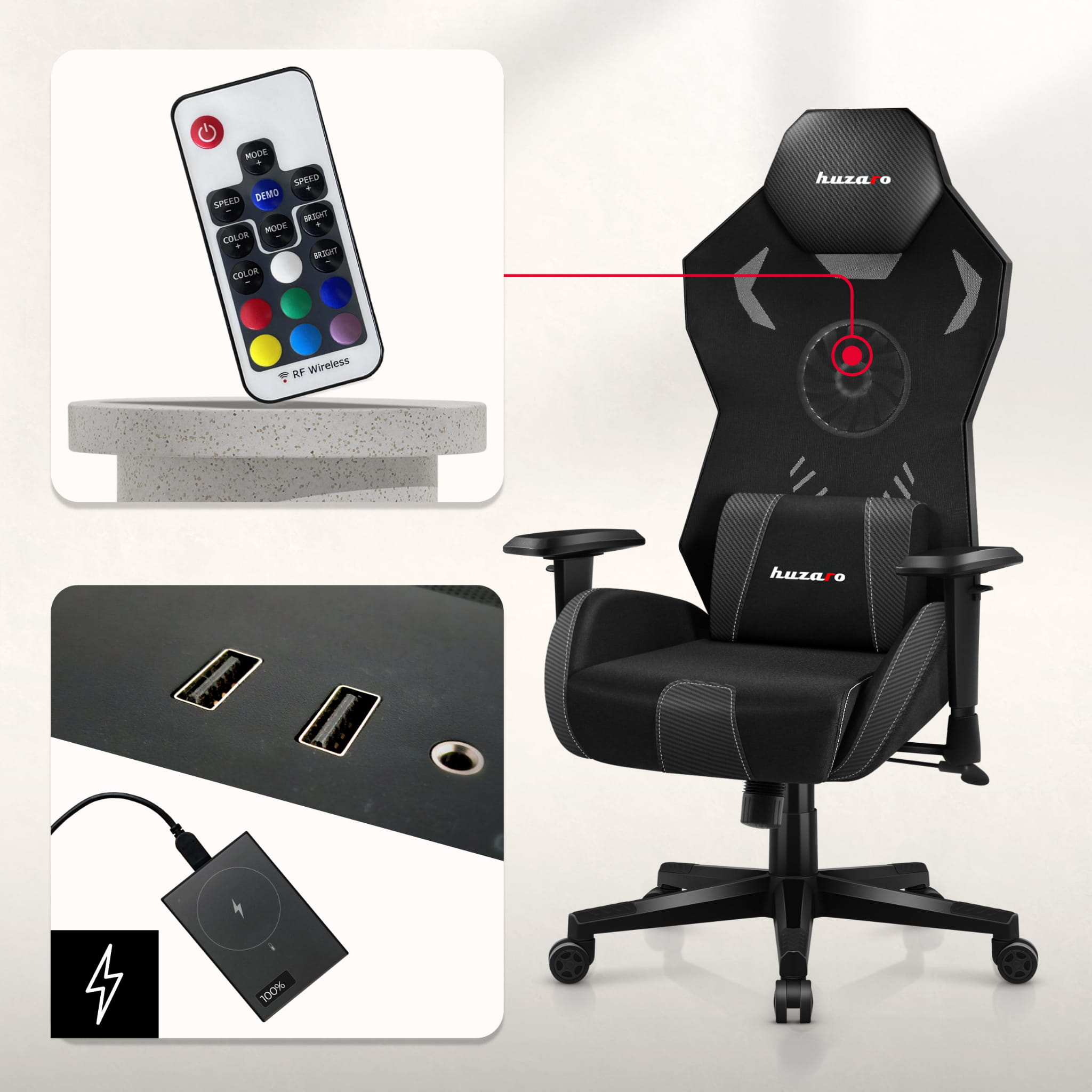 Fotel gamingowy Huzaro Combat 7.6 RGB Led