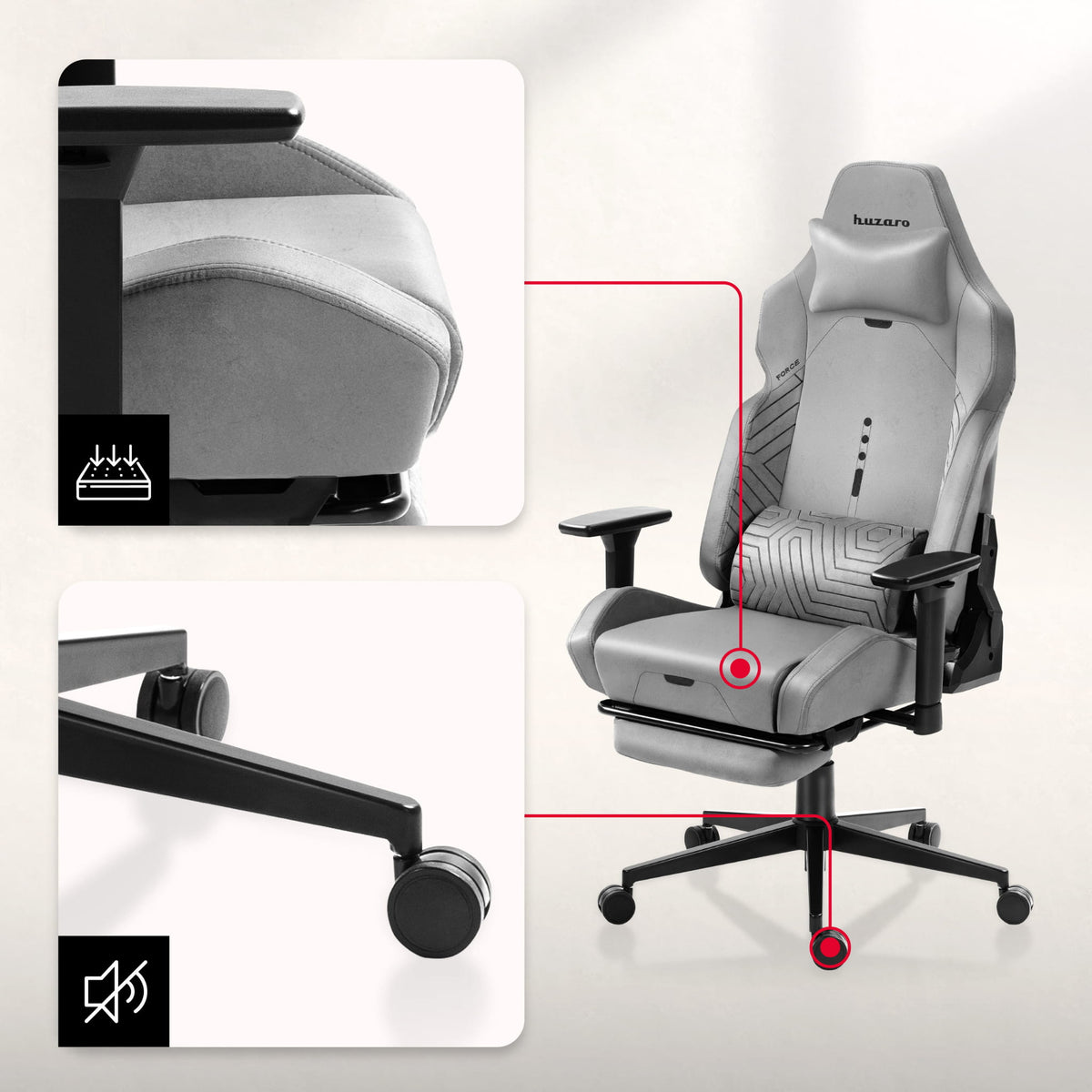 Гейминг стол HUZARO FORCE 8.1 Grey