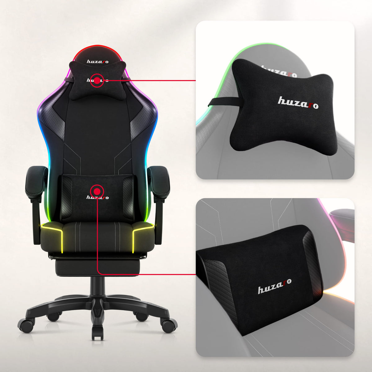 Гейминг стол Huzaro Force 3.7 RGB Black