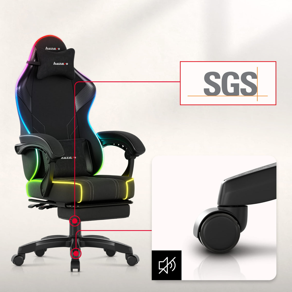 Гейминг стол Huzaro Force 3.7 RGB Black