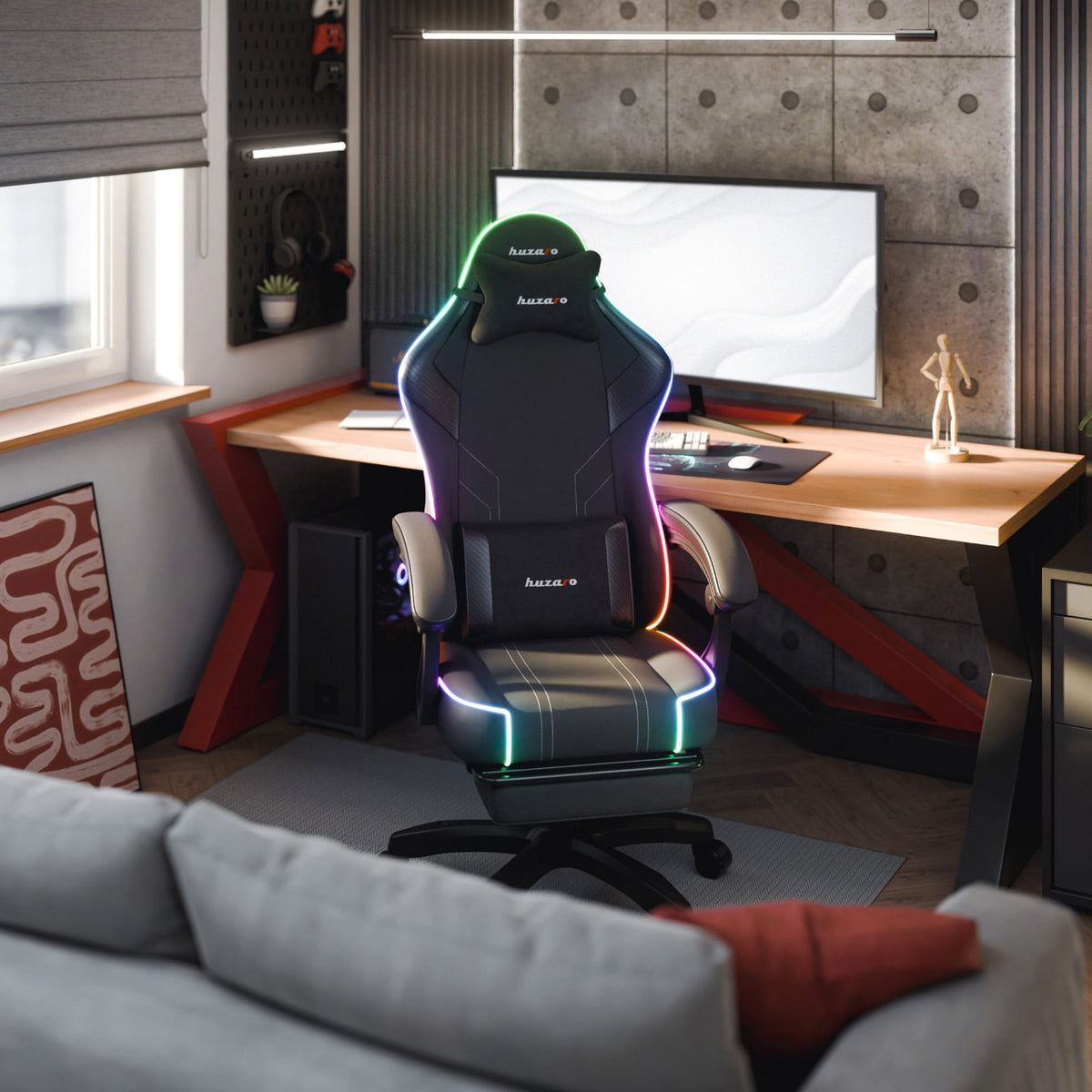 Гейминг стол Huzaro Force 3.7 RGB Black