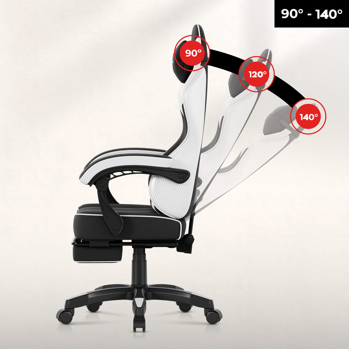 Гейминг стол Huzaro Force 3.7 White Carbon