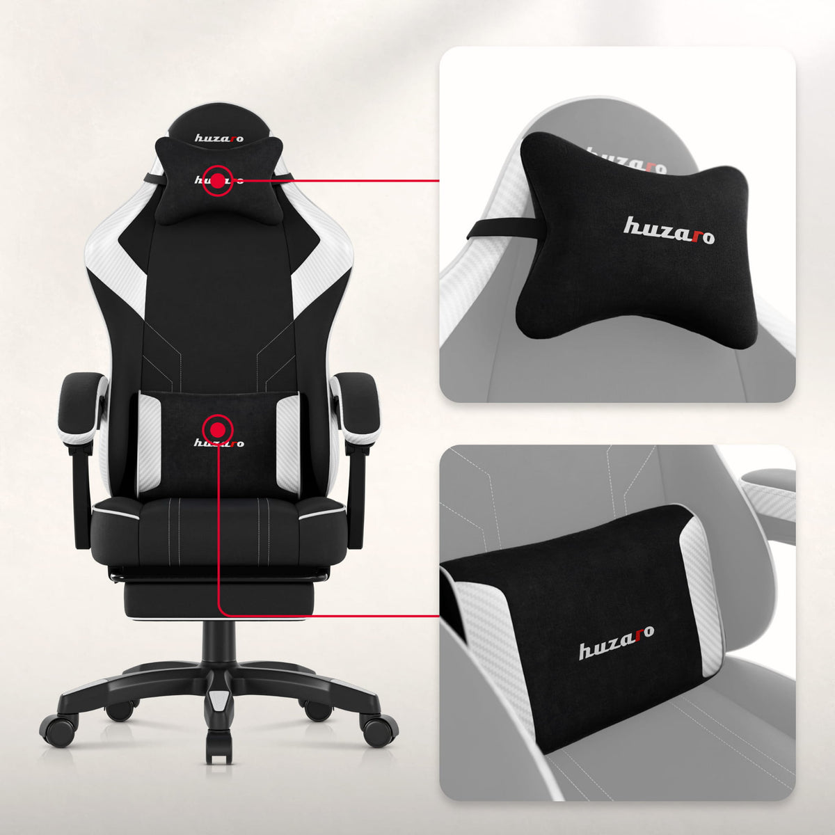 Гейминг стол Huzaro Force 3.7 White Carbon