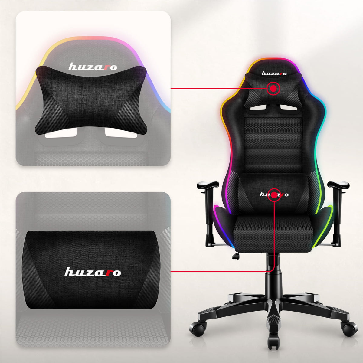 Гейминг стол за деца HUZARO RANGER 6.0 RGB Mesh