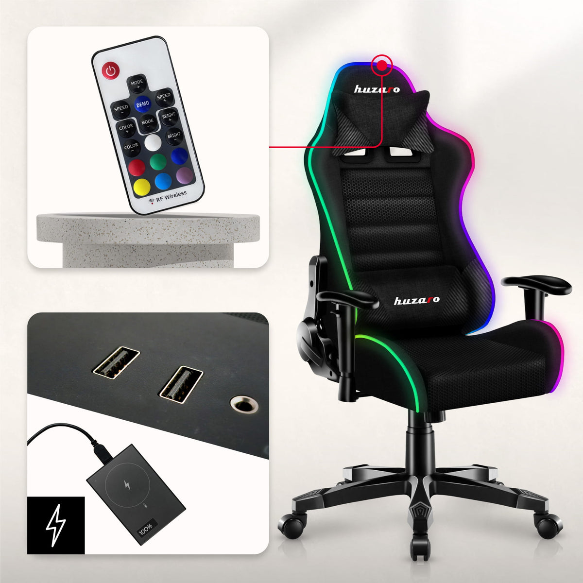 Гейминг стол за деца HUZARO RANGER 6.0 RGB Mesh