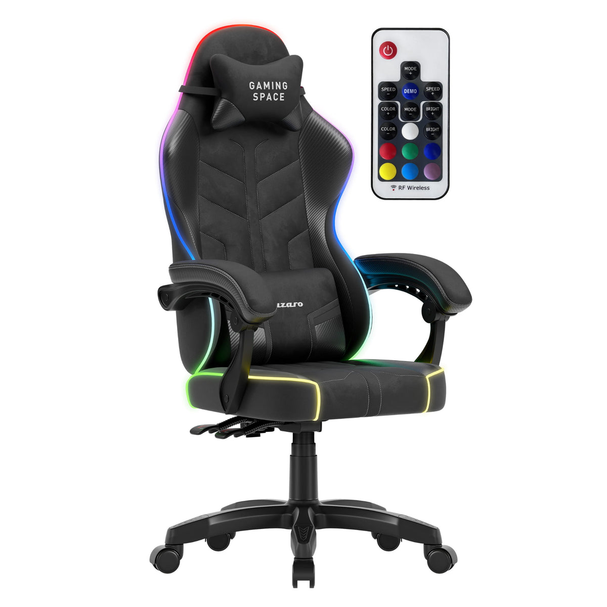 Гейминг стол от велур Huzaro Force 2.7 RGB Black