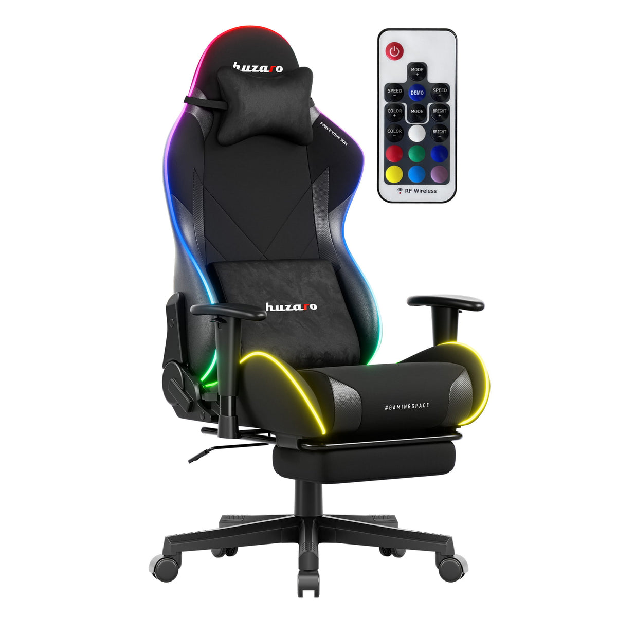 Huzaro Force 5.7 Black RGB LED-es gamer szék