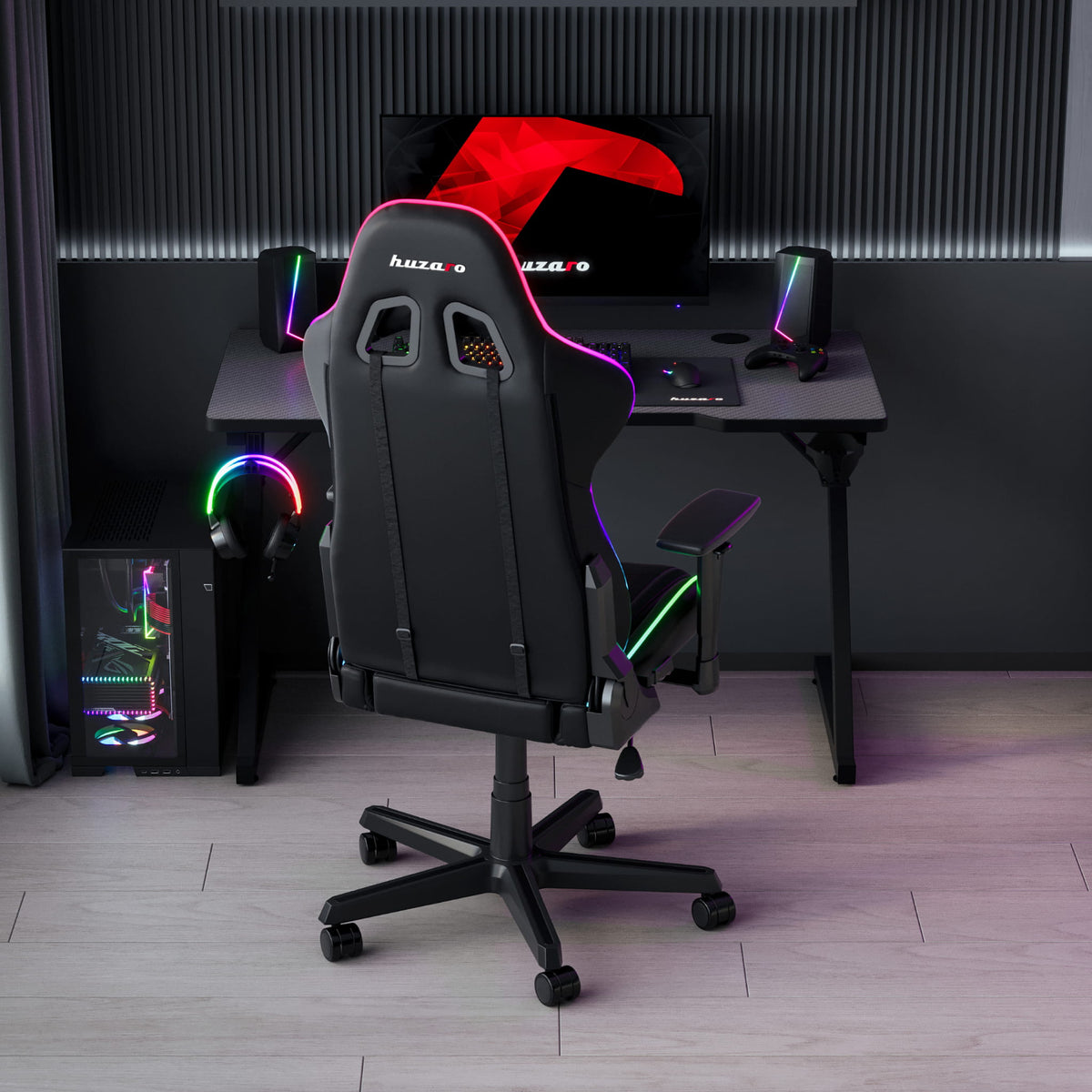 Huzaro Hero 2.5 Black 120 cm-es gamer íróasztal