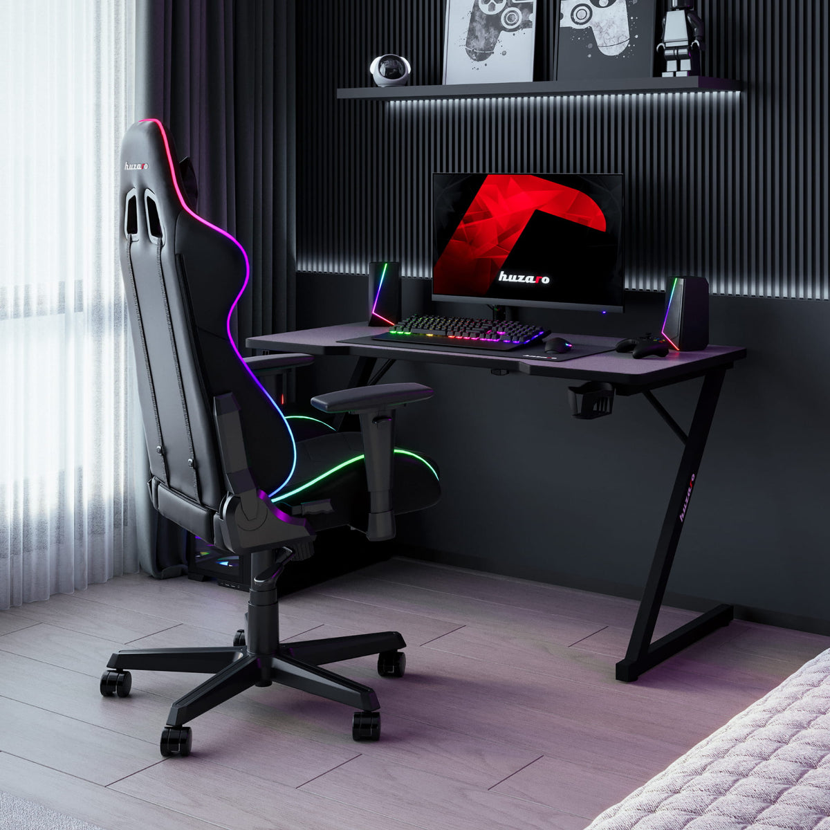 Huzaro Hero 2.5 Black 120 cm-es gamer íróasztal