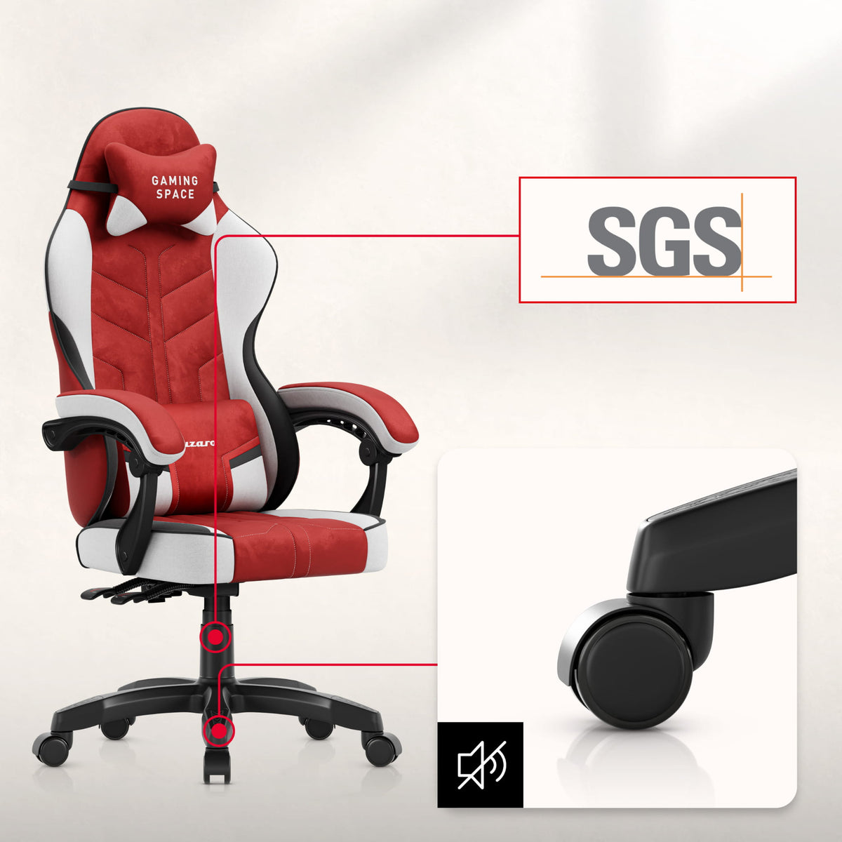 Huzaro Force 2.7 Red velúr gaming szék