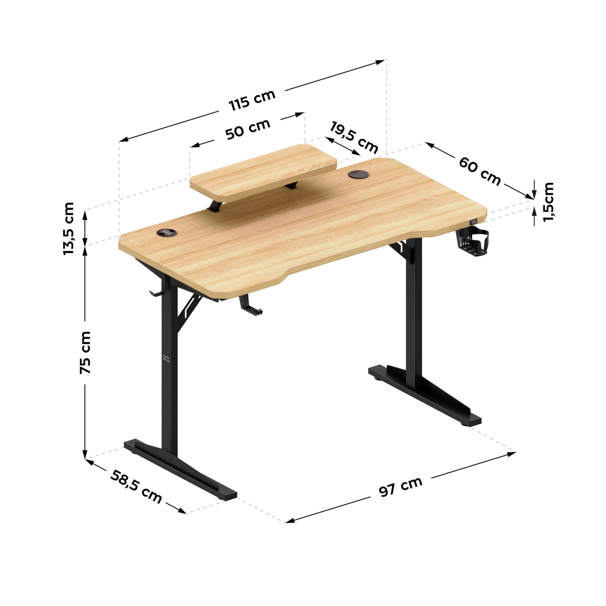 Mark Adler Leader 5.1 Oak számítógépes íróasztal polccal, 115 cm