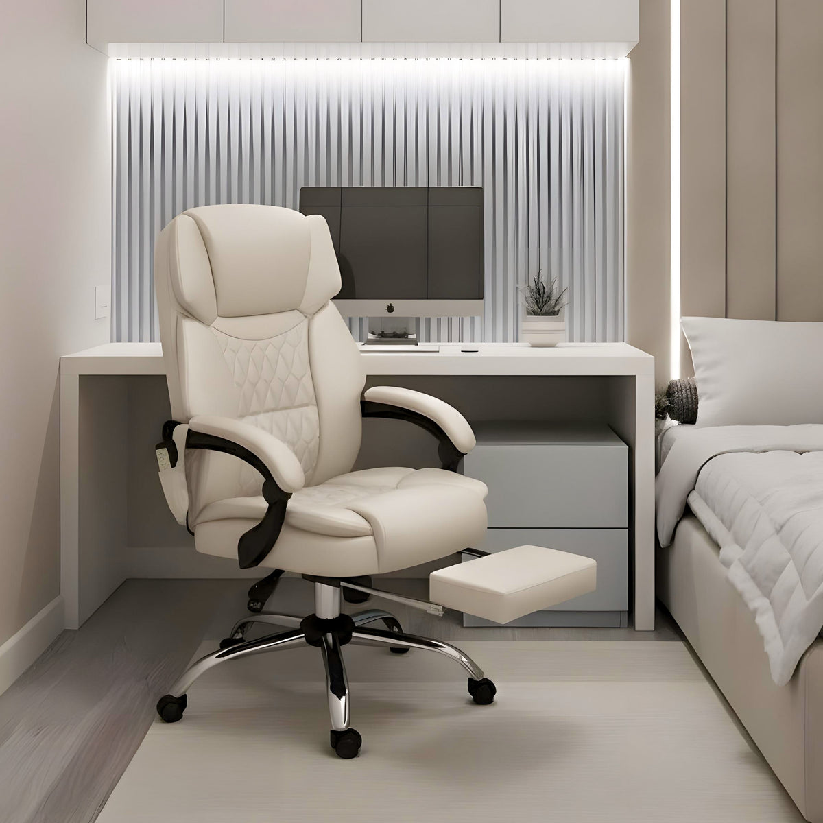 Mark Adler Boss 6.0 Beige masszázsfunkcióval és lábtartóval ellátott irodai szék