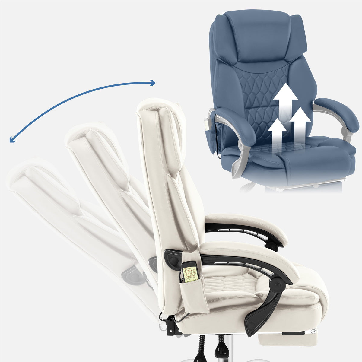 Mark Adler Boss 6.0 Beige masszázsfunkcióval és lábtartóval ellátott irodai szék