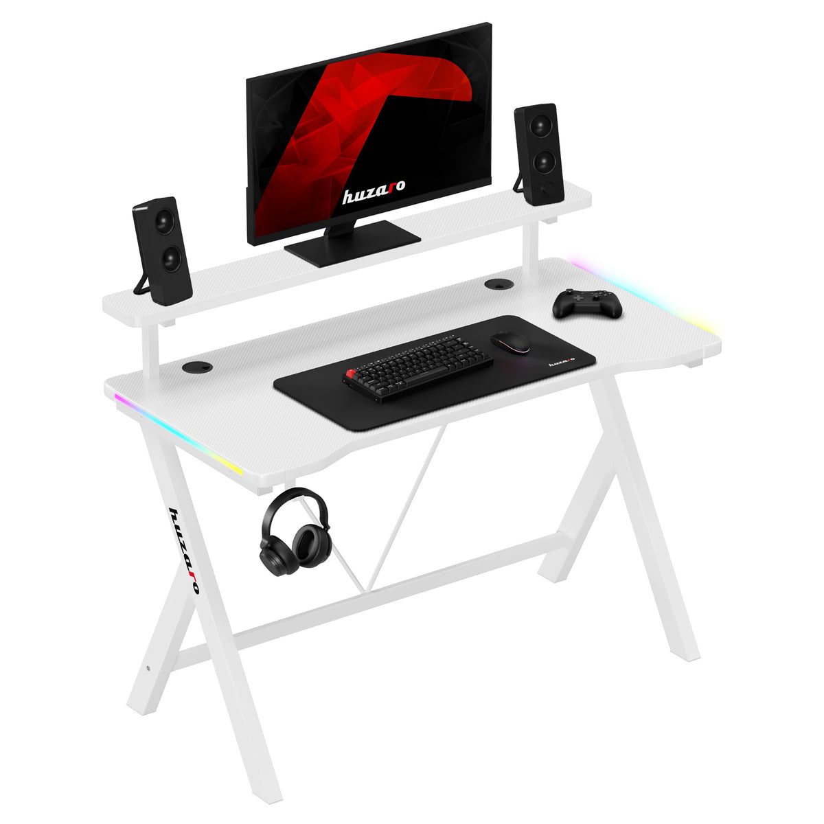 Гейминг бюро с LED осветление Huzaro Hero 1.9 RGB White 120 см