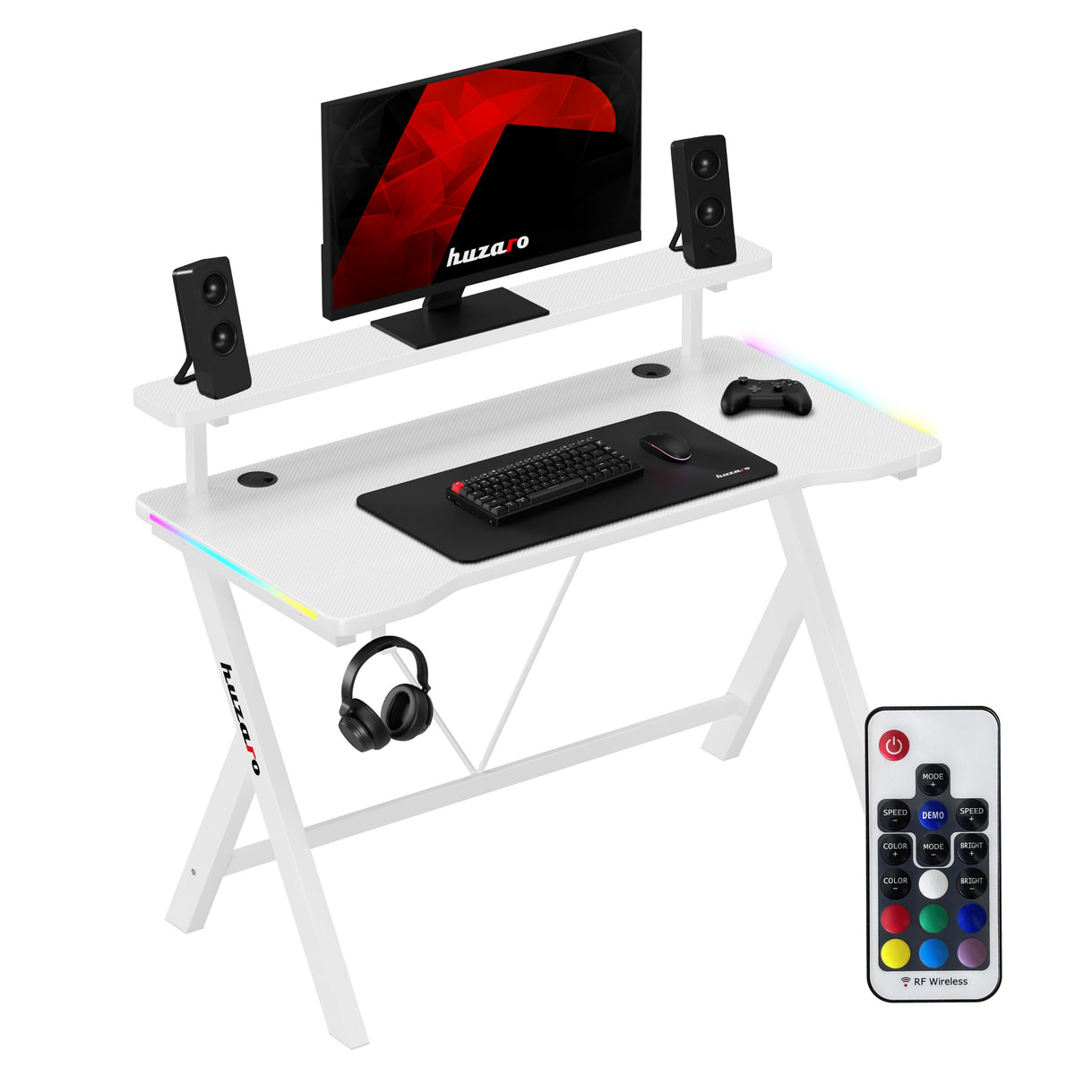 Гейминг бюро с LED осветление Huzaro Hero 1.9 RGB White 120 см