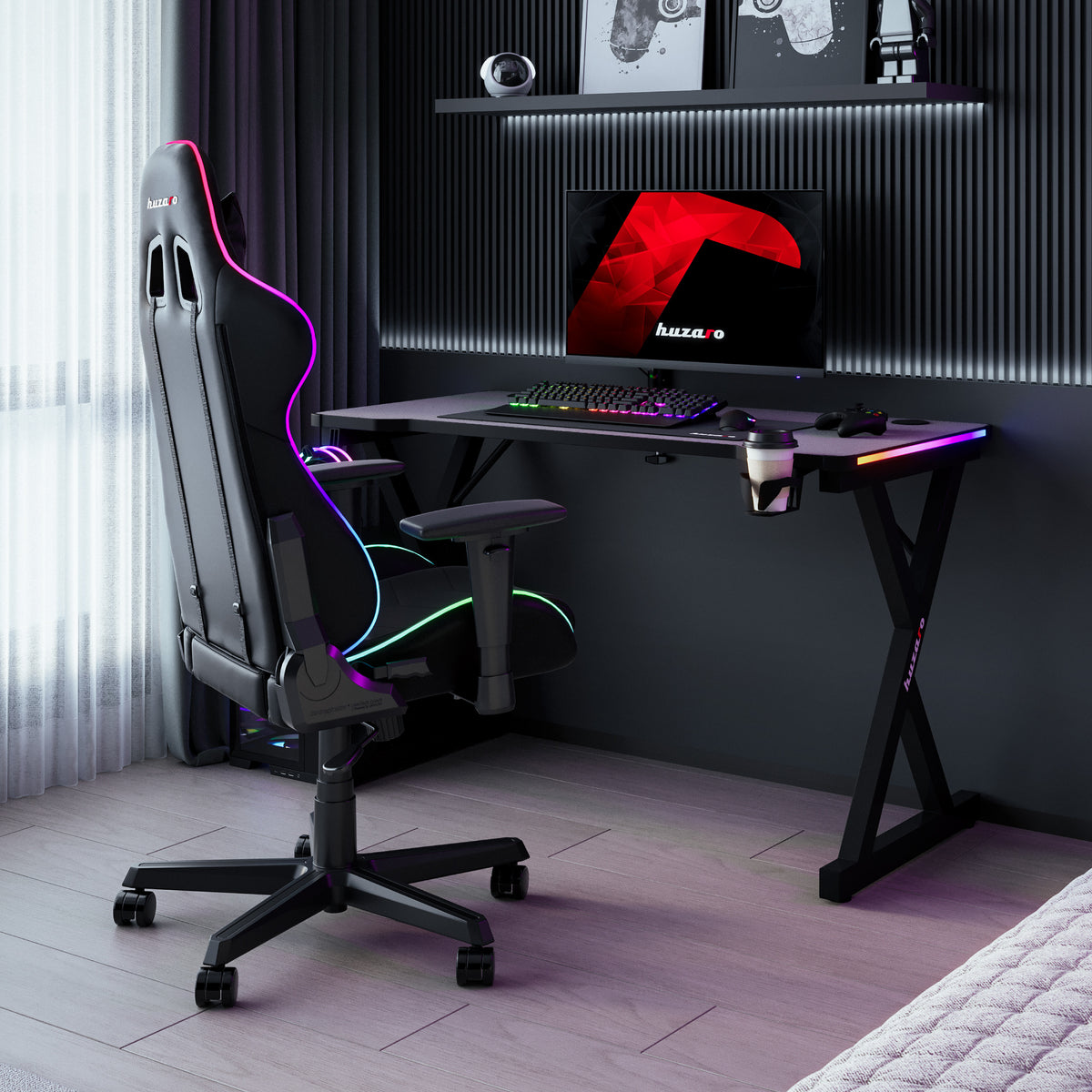 Гейминг бюро с LED осветление Huzaro Hero 2.3 RGB, 120 см