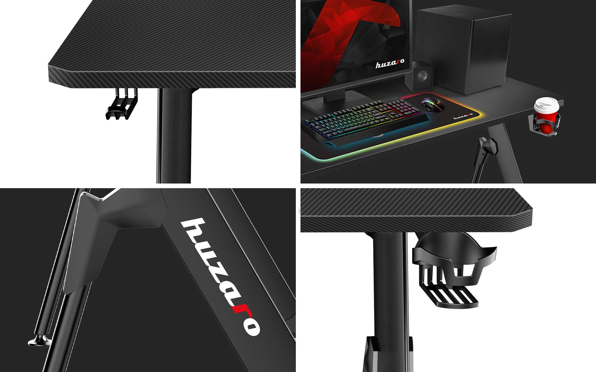 Biurko Gamingowe Huzaro Hero 2.8 Black 140 cm