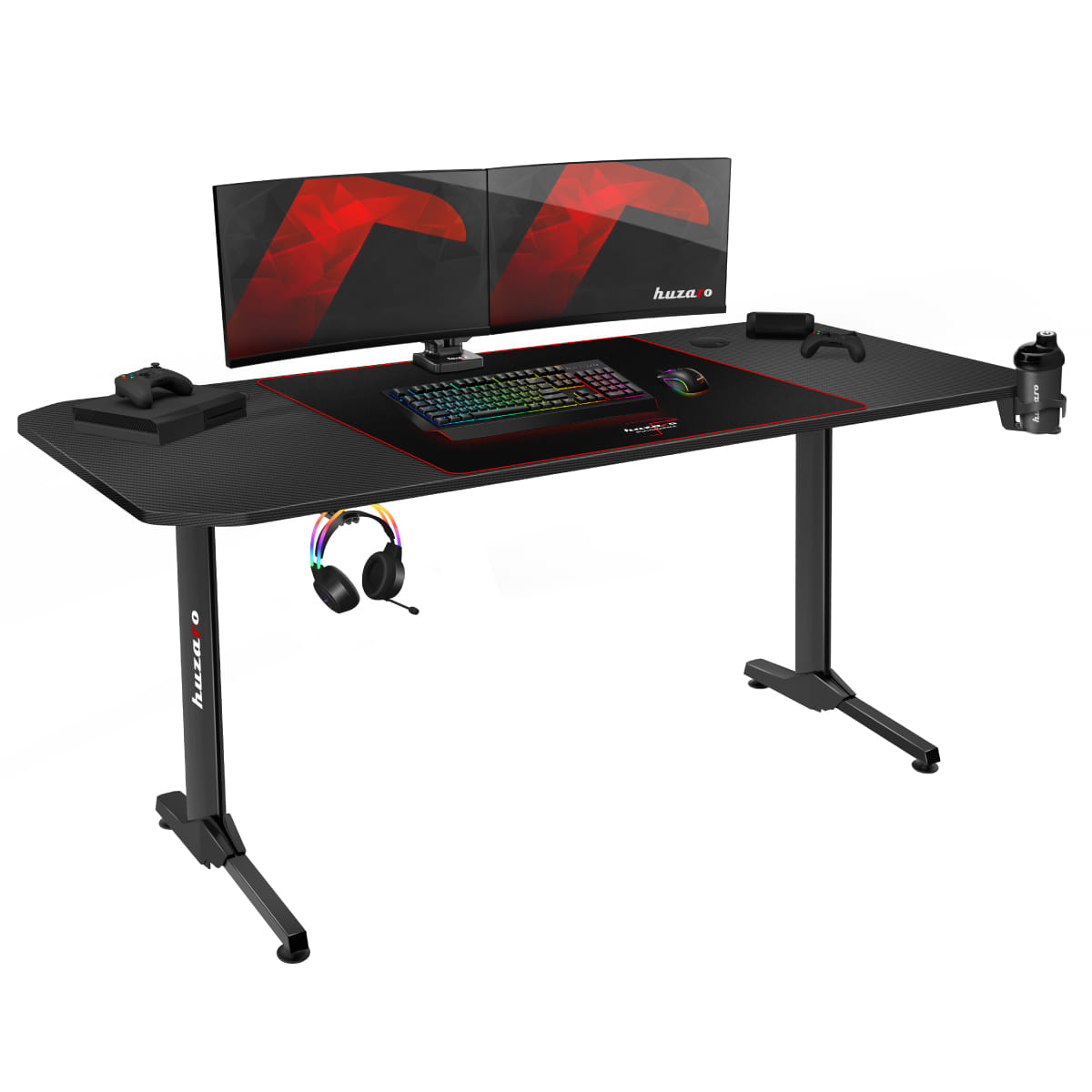 Huzaro Hero 4.7 Black 160 cm-es gamer íróasztal